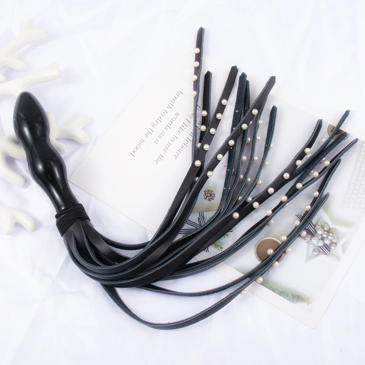 New Glass Dildo Anal Plug Leather Whip For Couples SM Bondage Flogger Slave Butt Anal Bead Queen Whip