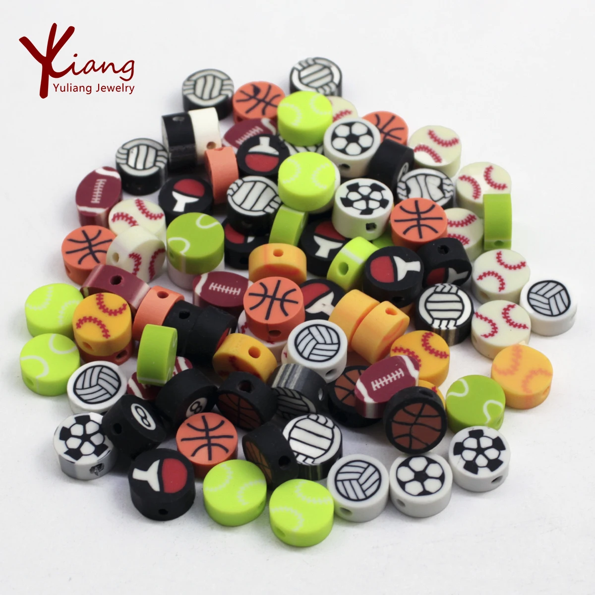 Wholesale 500pcs in 1Bag Sport Balls Polymer Clay Beads 10mm Colorful for Handmade Jewelry Making Kids Bracelets Necklaces