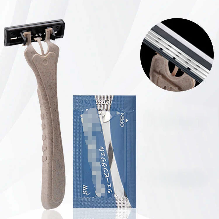Easy to use eco-friendly disposable light bath shaver hotel shaving cream bagged shaver men and women travel manual razor