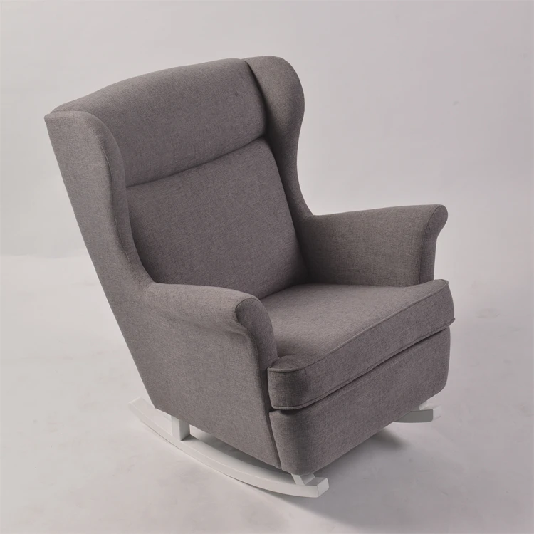Home life Italian Wholesale luxury Nursery Reclining Wooden leisure single sofa genuine high class linen cover rocking chair