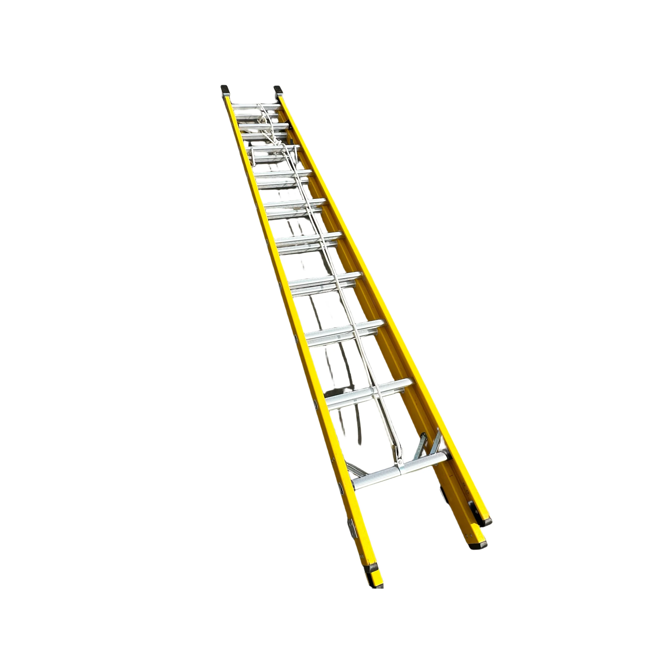 Extendable Fiberglass Ladder Rope Assisted Double Ladder in yellow or red fiberglass extension ladder