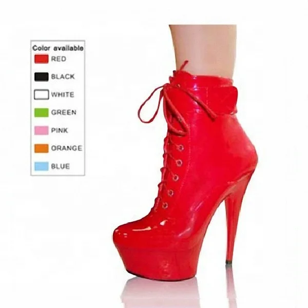 20cm ultra high heel thin with sky high red sexy stage performance shoes appeal low tube ankle boots