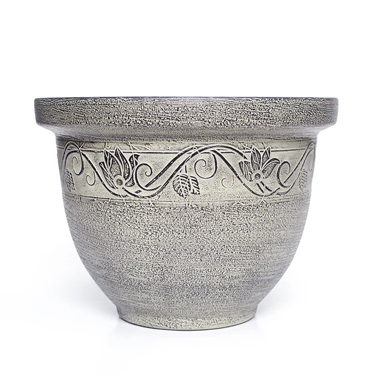 Домашний сад Декоративная скульптура кисть круглая низкая чаша форма плантатор античный пластик Винтаж цветок растения горшки