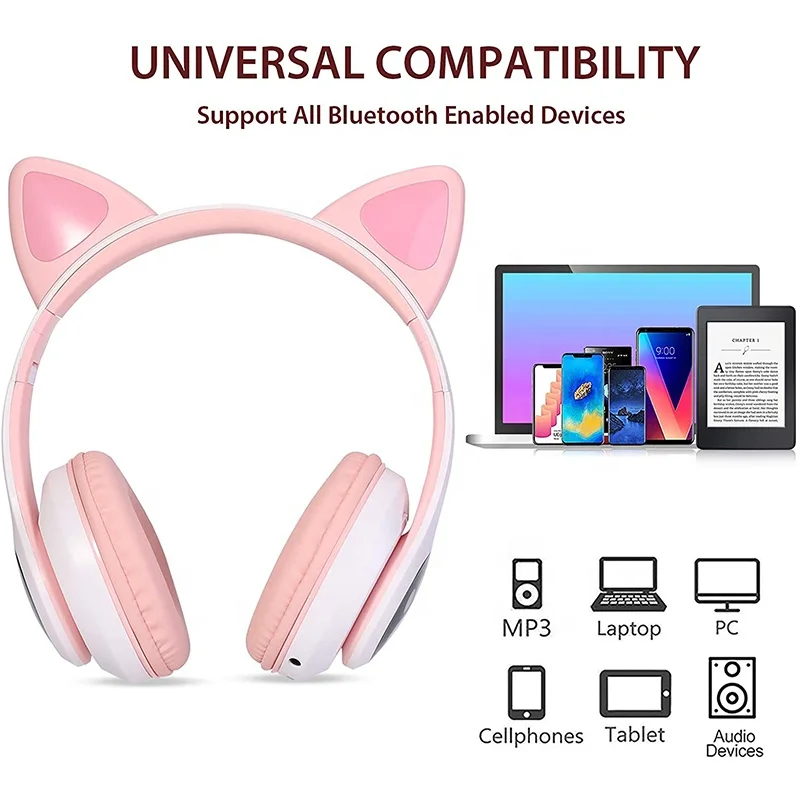 Stock Available cat ear b39 wireless headphone with led light					 Over Ear Auriculares Gaming Headset Fone De Ouvido