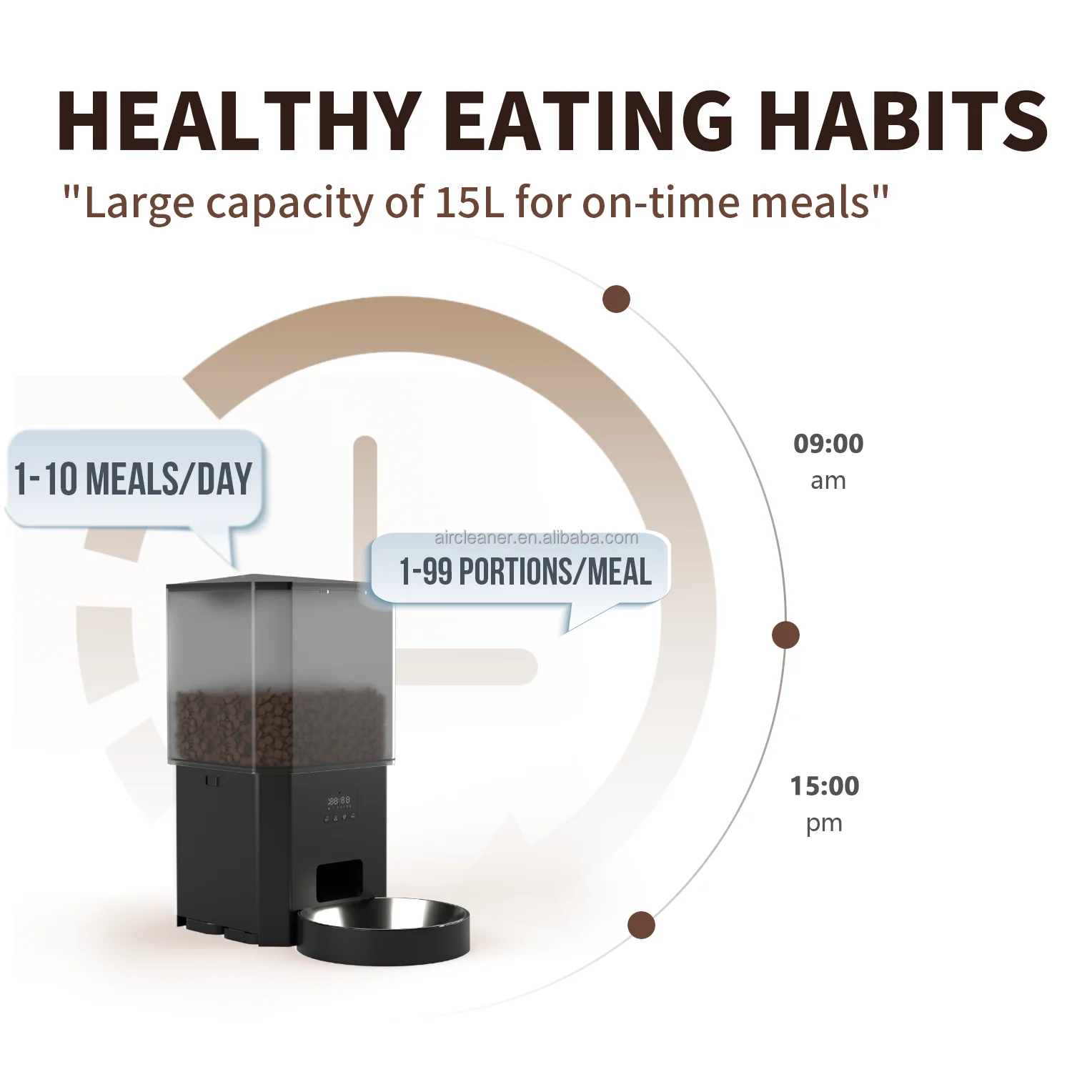 NEW Wifi 15L Large Capacity Automatic Feeder Clog-Free Pet Smart Feeder Pet Food Dispenser Pet Bowl Feeder With HD Camera