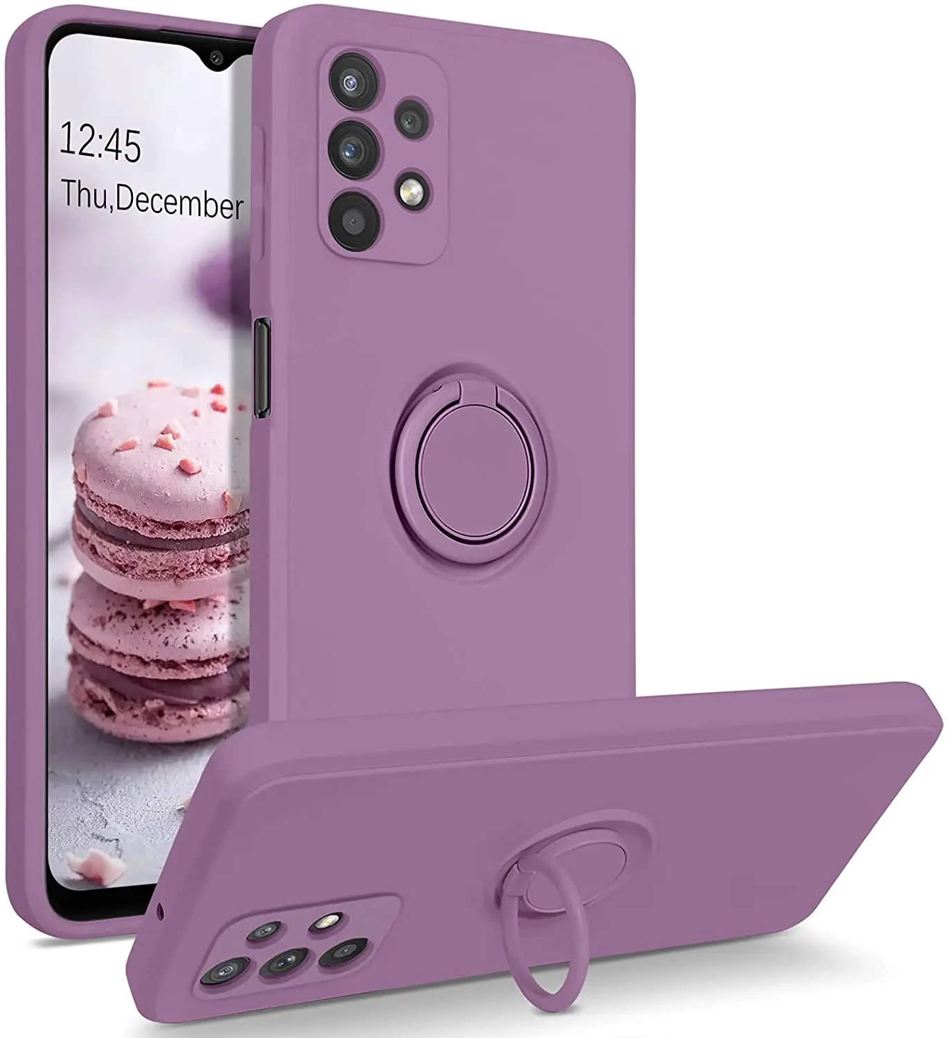 Soft Silicone Phone Cases For Samsung Galaxy A03 Core A13 A33 A53 A73 5G Soft Flocking Ring Holder Back Cover Waterproof Shell