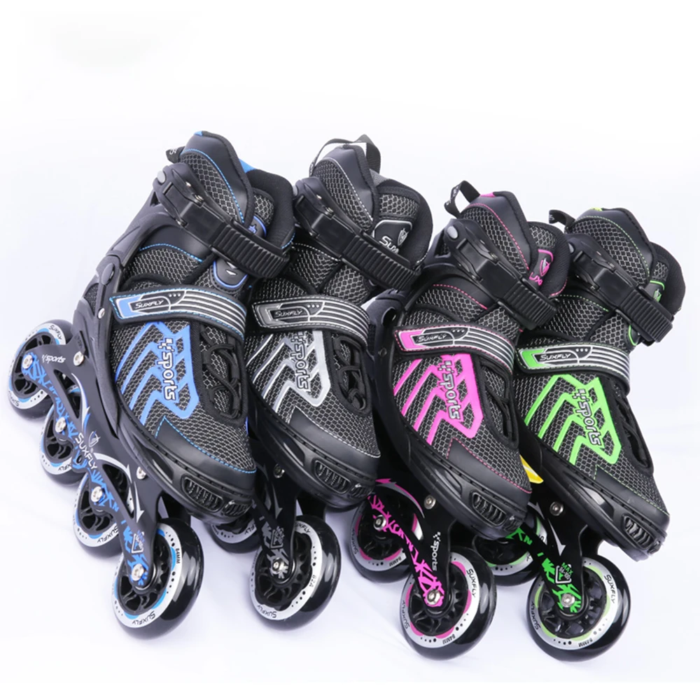 2021 Popular Classic Big 3*100 mm Wheels Mesh Leather Adjustable Size Inline Skates Blue Pink Grey Green