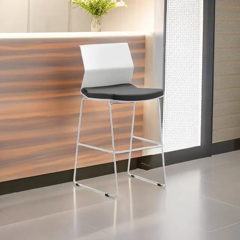 GS-1764 Ergonomic Plastic Back High Legs Fabric Seat Stylish Bar Stool Chairs for Restaurants and Bars
