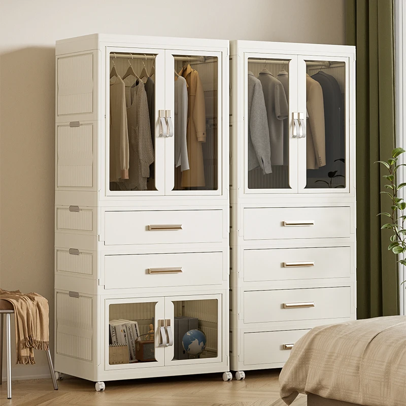 Plastic closet cabinets clothes organizer master bedroom furniture set luxury closet storage wardrobs cabinets with wheel