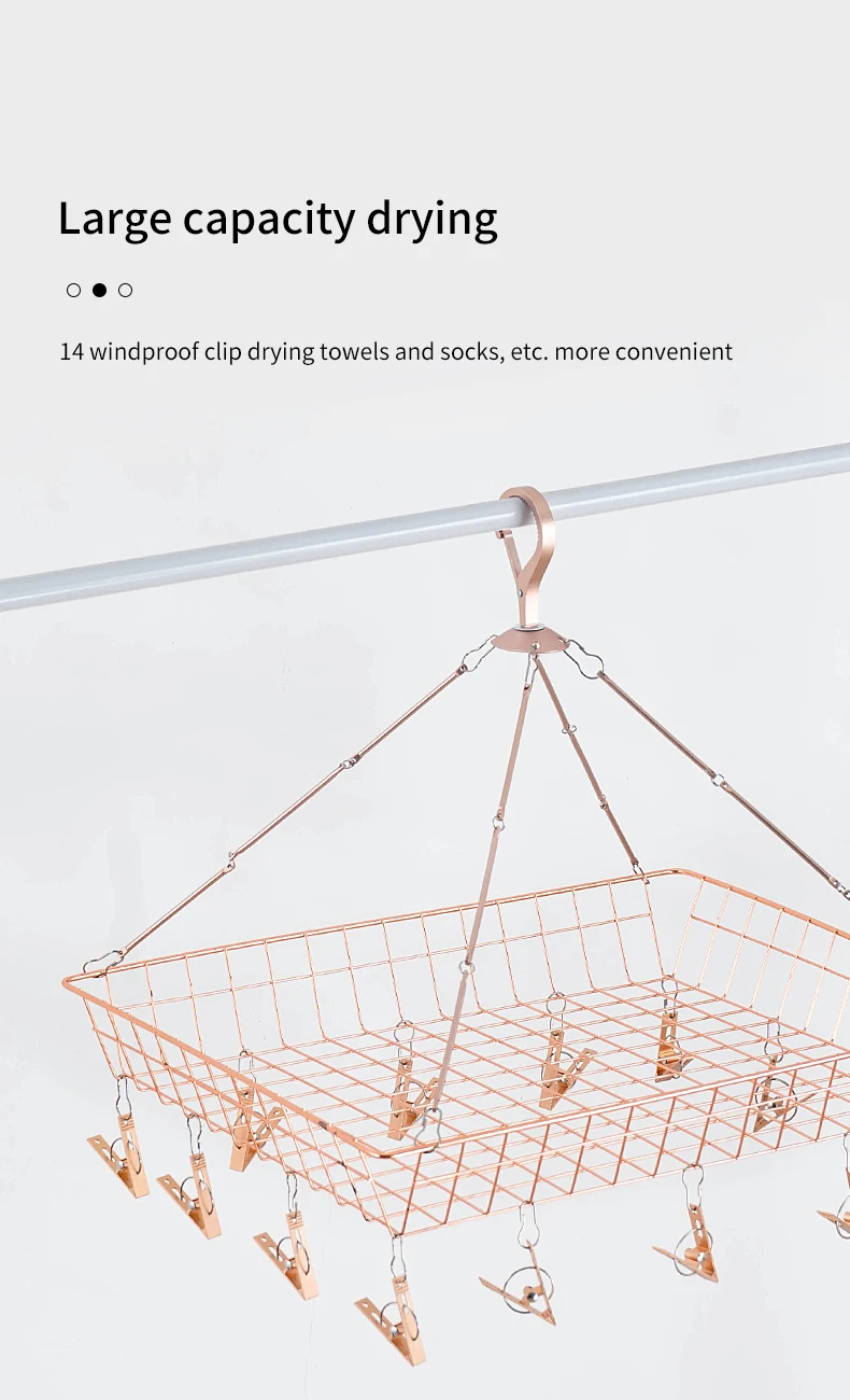 Highest Grade Best Sell Stainless Steel Hanging Drying Rack Socks Underwear Round/Square Shape Rack With Pegs Clips