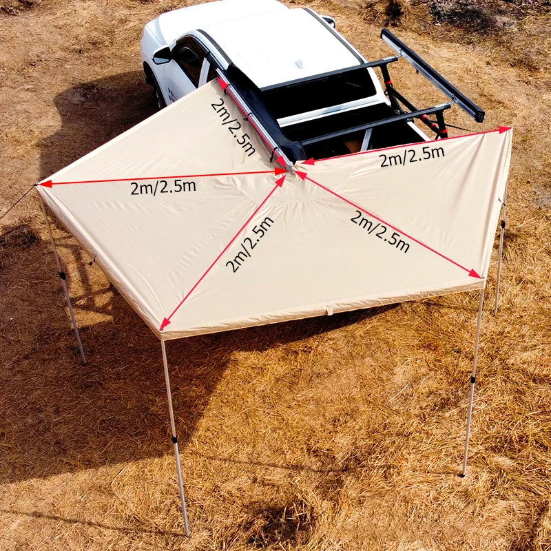 270 Degree Car Side Tent Sun Shelter Awning 2M 2.5M Sector Fan-Shaped Oxford Cloth Camping Canopy Rainproof Vehicle