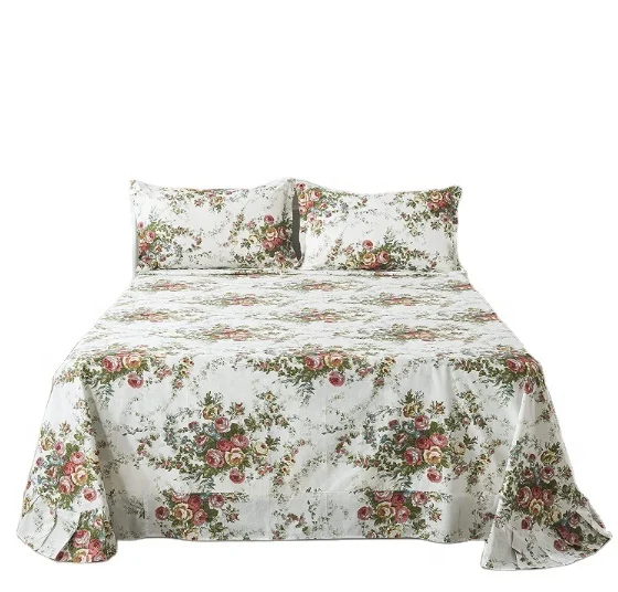 MnTYaE Floral Sheets Set Queen Shabby Vintage Rose Bedding Victorian Flower Print Bed Set Soft Deep Pocket Fitted Sheet 4pcs