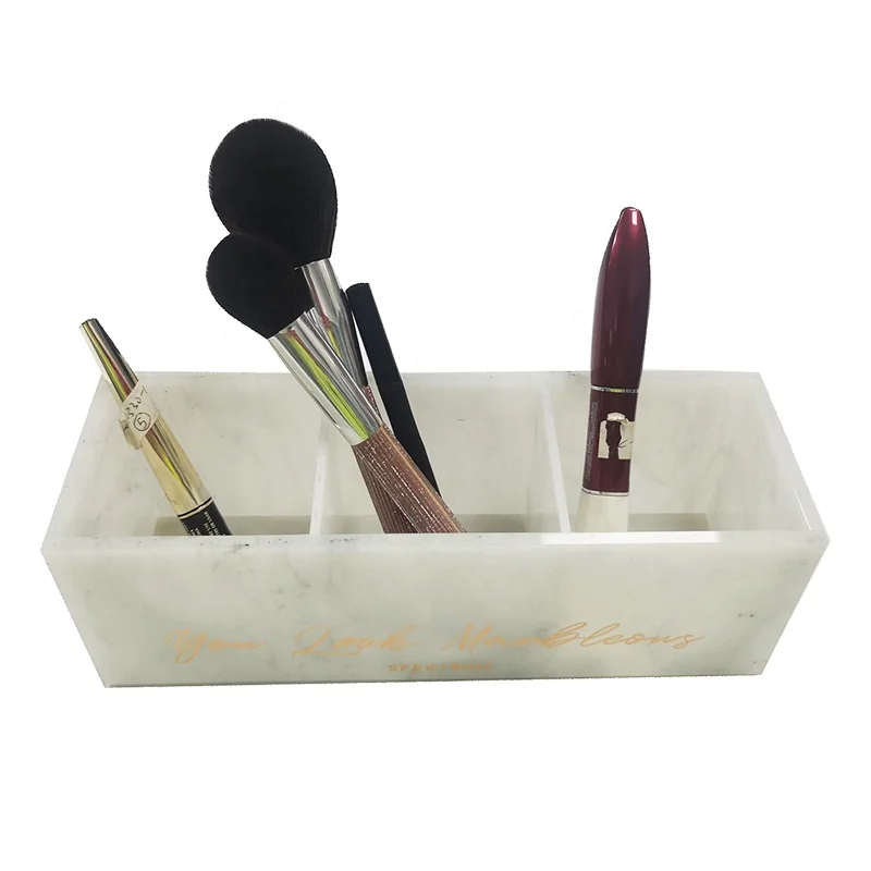 hot-selling set of beauty makeup marble organizer for cosmetics with rose gold customizng logo