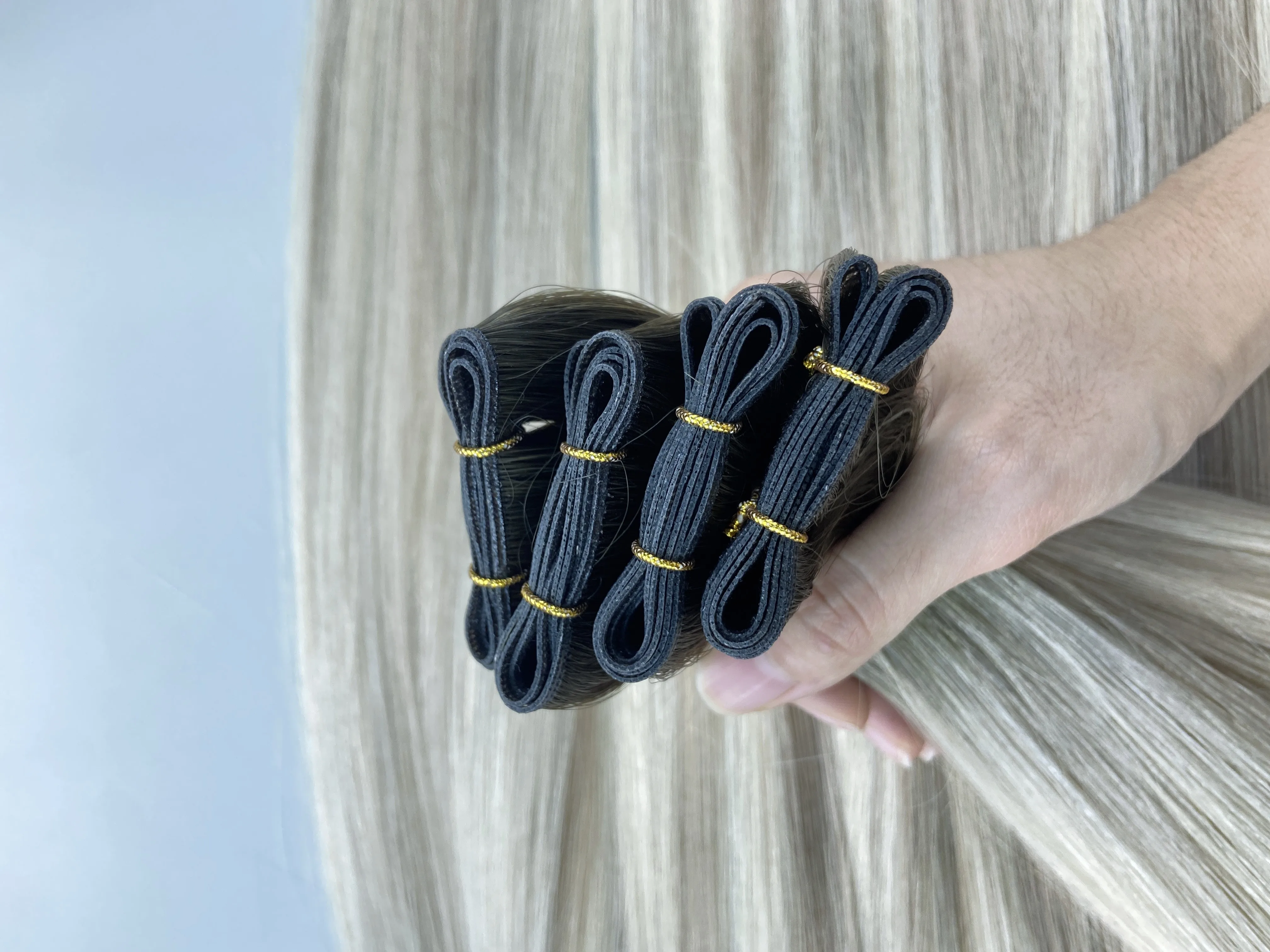 Virgin Genius Weft 12 a Grade No Remy Russian Human 30 Inch Blonde Hair Wave European Invisible Curly Double Drawn