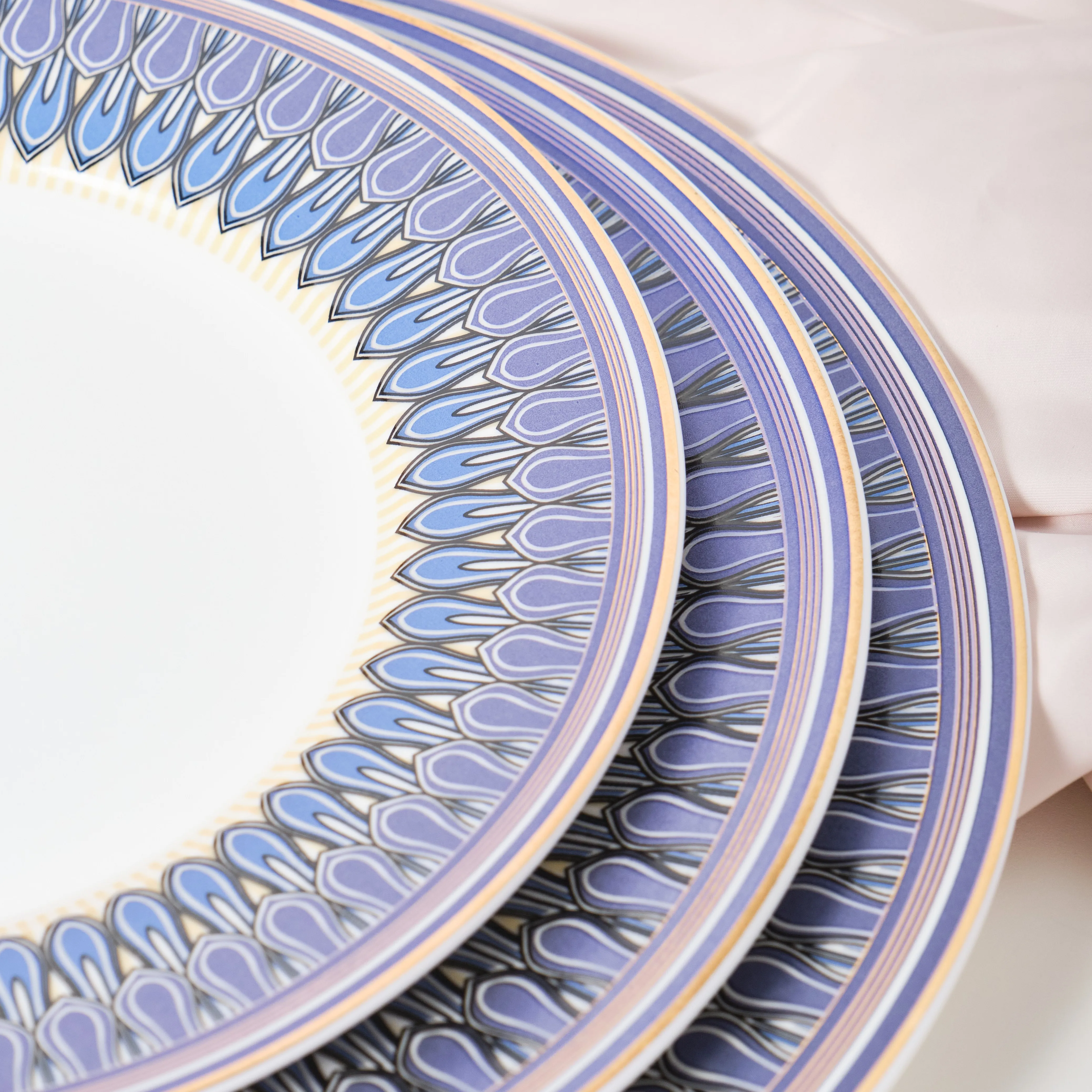 2023 Round Asian Tableware Dinner Plates Ceramic Dinner Dish Blue Bone China Dinnerware Plates