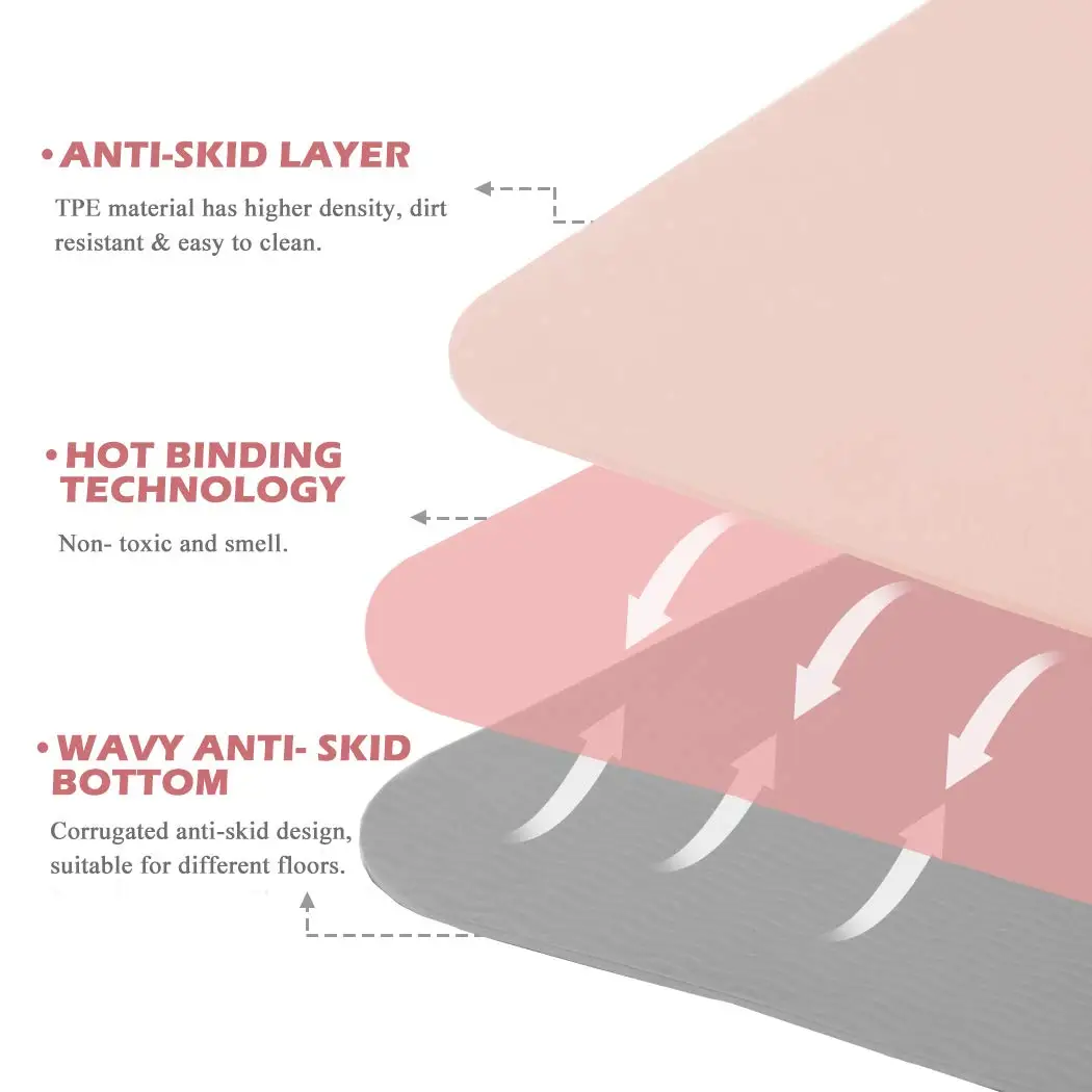 6MM 8MM  Home Use Pilates Eco Friendly  Non Slip  Yoga Exercise Equipment Tpe Yoga Mat Custom Pink Yoga Mat