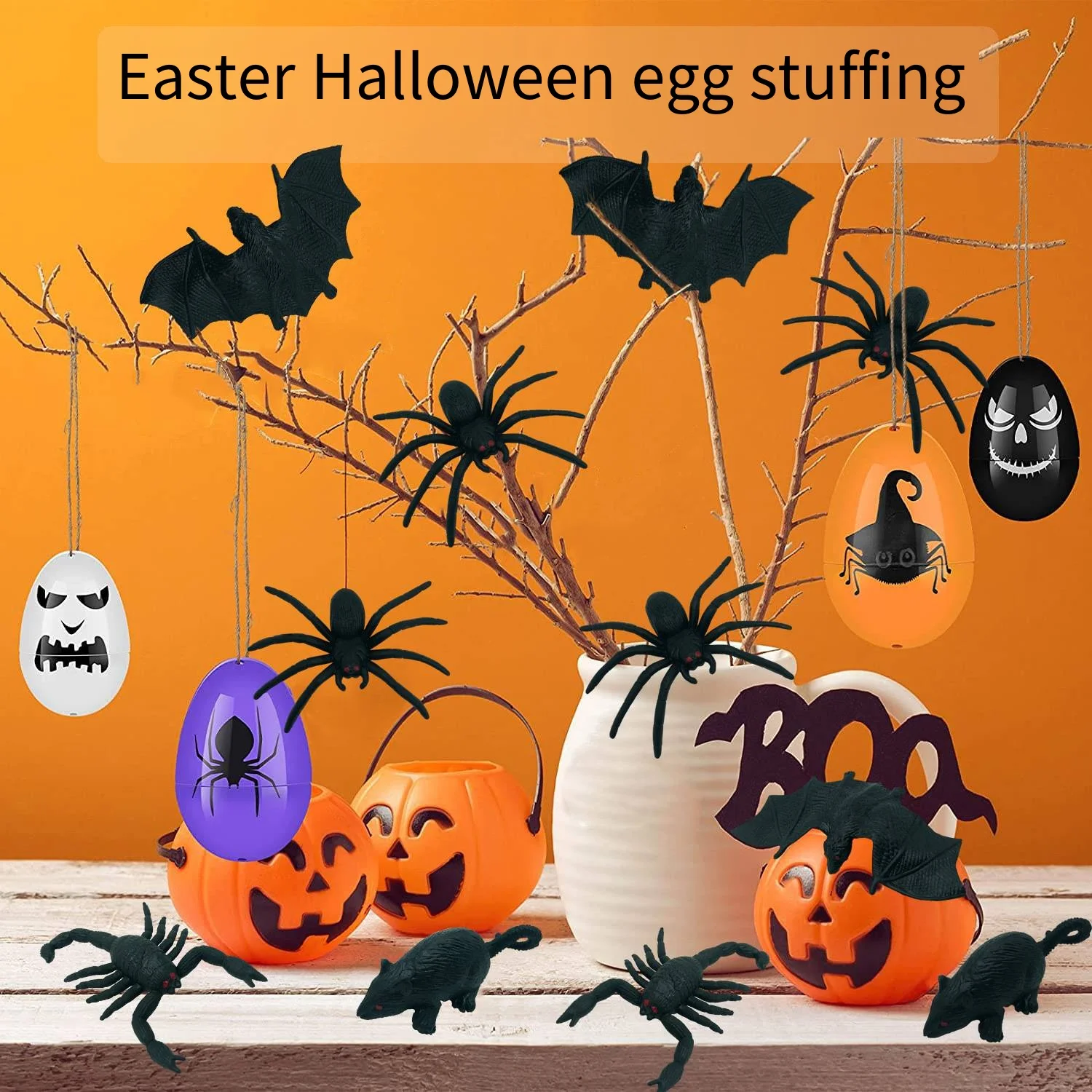 2024 New Halloween Decoration 7*5cm Huge Giant Spider With Large Cobweb Spiderweb Party Haunted House Prop