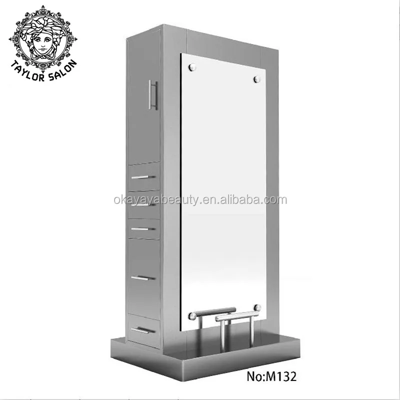 Salon furniture modern makeup styling stations luxury portable double sided mirror station with drawers