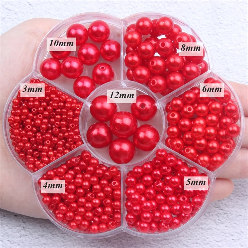 1150pcs ABS Flower Box Colorful Magic Round Hole Pearl Beads Loose Bulk Mix Size Resin Pearls For Jewel Clothing Accessories