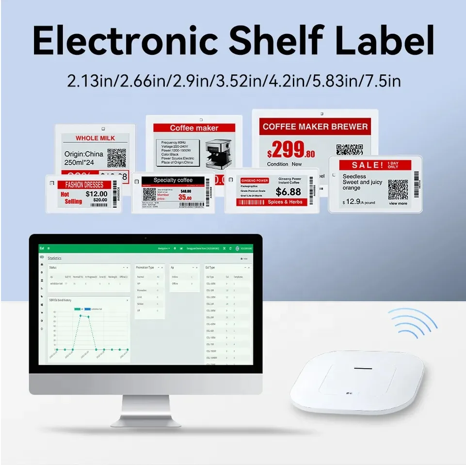 2.4Ghz 2.13 inch Electronic shelf label wireless control ESL label E-ink ESL price tags for supermarket