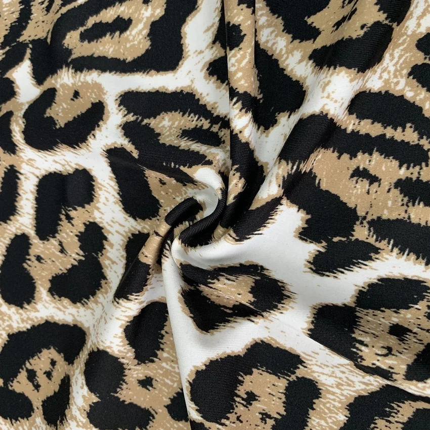 Nylon Spandex Knitting Leopard Digital Printing Swimwear Fabric