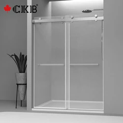 New Product Frameless Low Iron Tempered Glass Sliding Bathroom Stainless Steel Shower Door