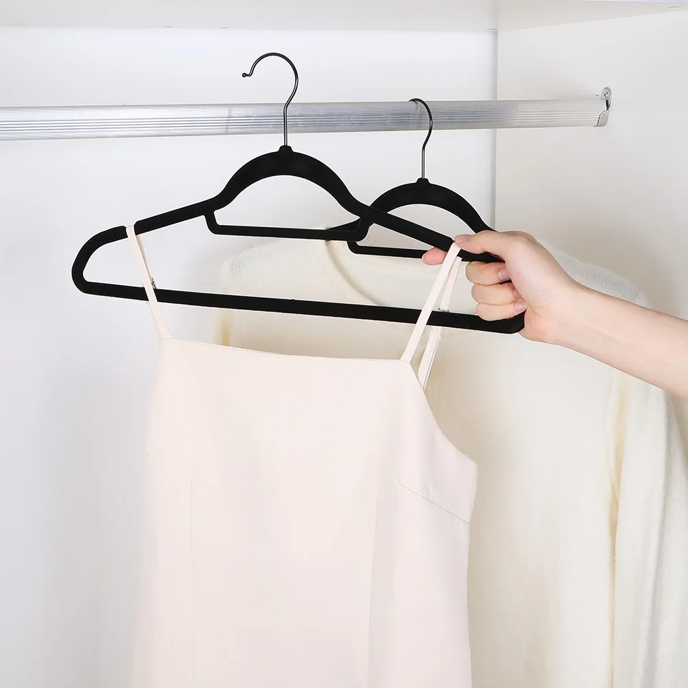 LINDON Custom Ultra Slim Anti Slip Black Flocking Velvet Clothes Hangers 50 Pack