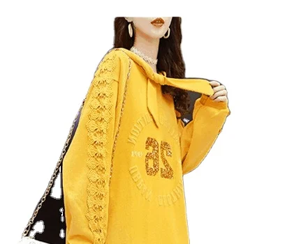 Длинный весенне-осенний топ с капюшоном в свитере-новое модное женское платье