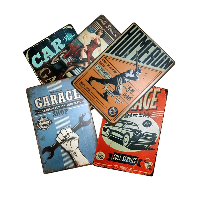 custom logo antique retro metal plate vintage style wall decoration retro art kitchen bar decoration metal tin signs