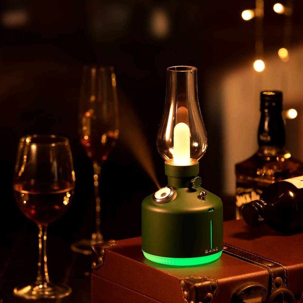 2022 New Kerosene Lamp Creative Air Humidifier Desktop Night Light Aromatherapy Essential Oil Diffuser