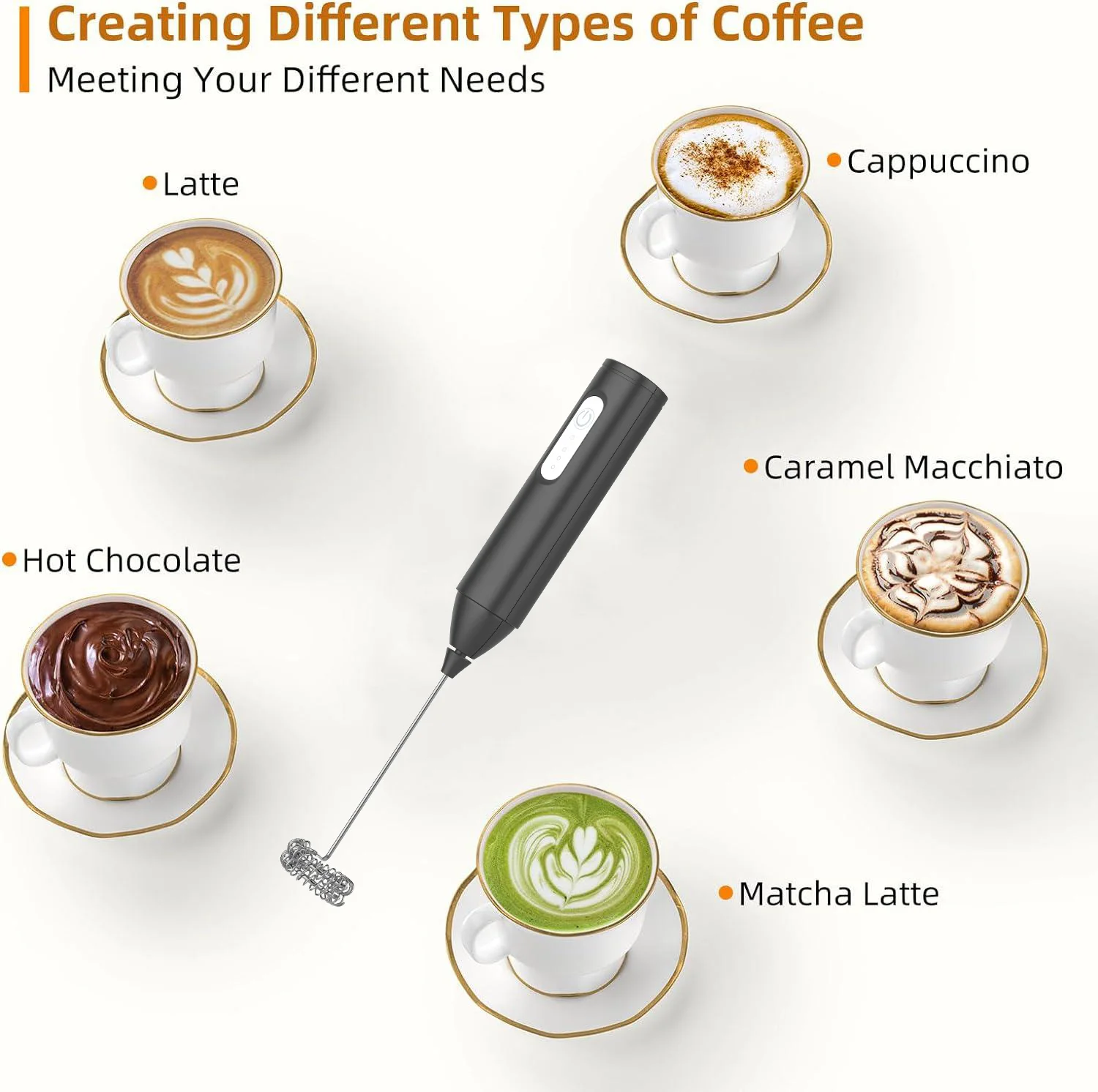 Milk Frother Handheld Coffee Whisk Mini Blender Electric Foamer Battery Operated Milk Frother