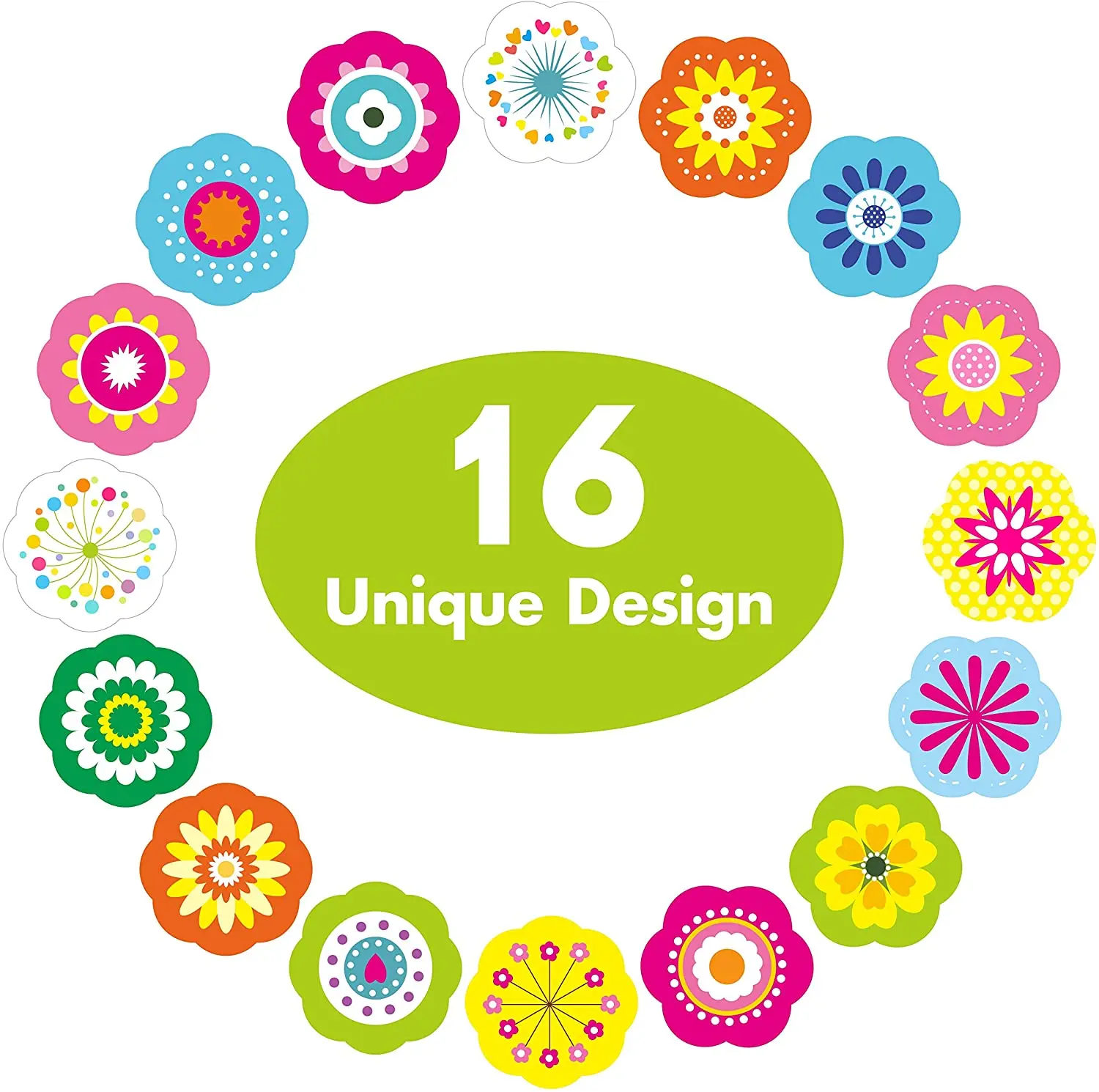 Flower Stickers Party Decoration Teacher Reward Encouragement Motivational Decals 16 Designs for Arts DIY Crafts