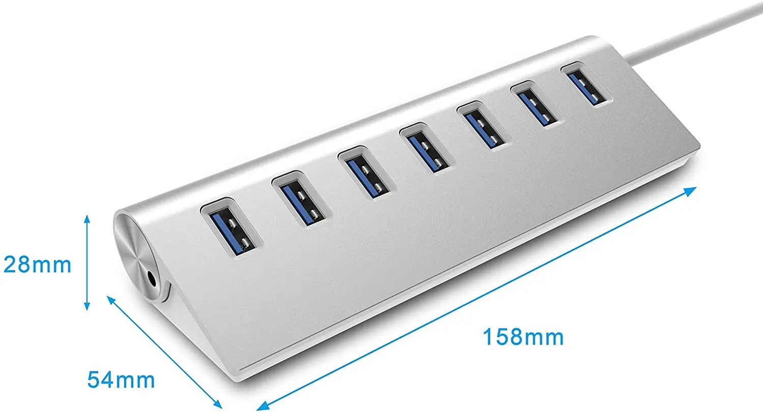  Алюминиевый Высокоскоростной USB-концентратор 3 0 на 5 Гбит/с 7 портами питания адаптер для Macbook