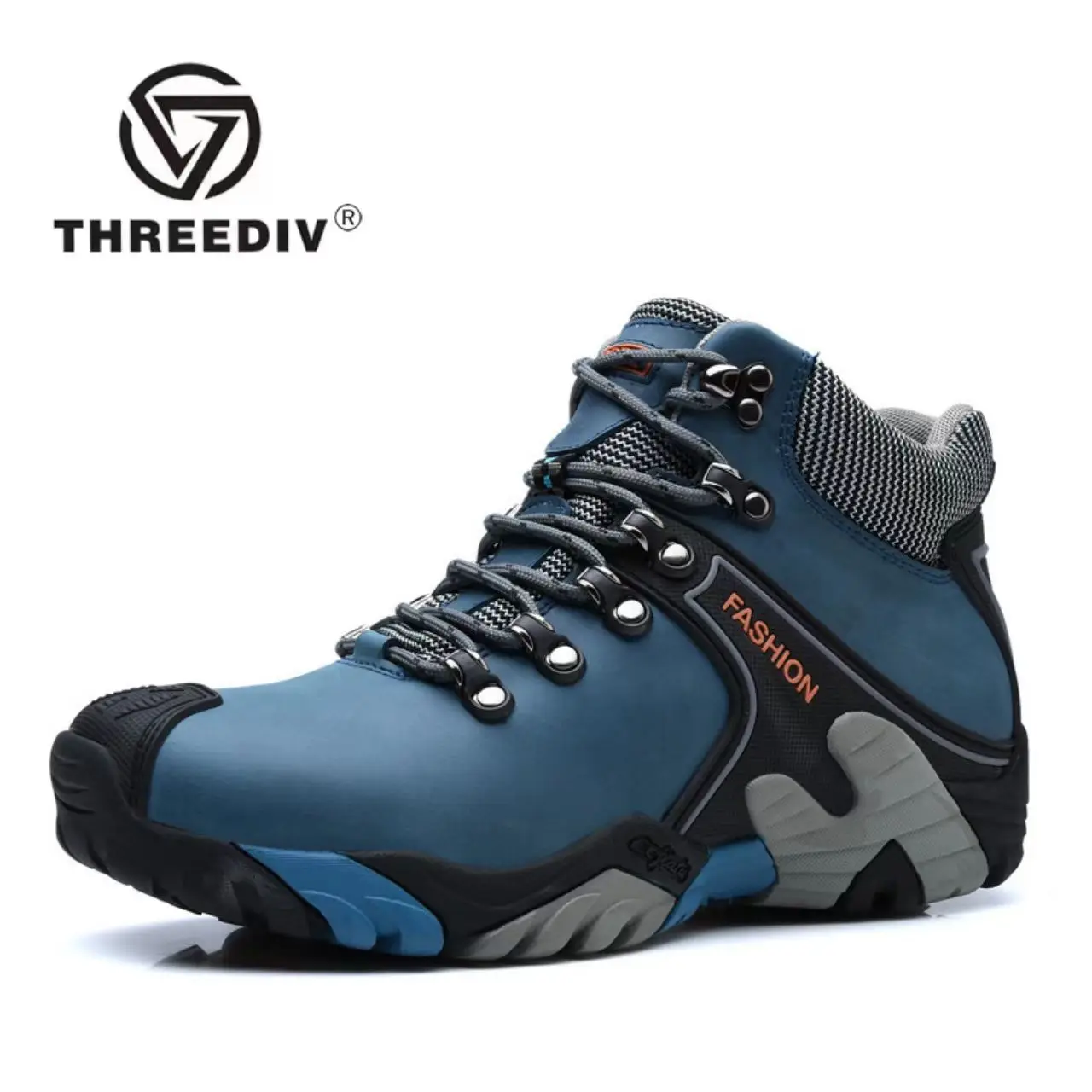 THREEDIV New Mountaineering ShoesMens work safety shoes outdoor Waterproof non-slip breathable hiking shoes
