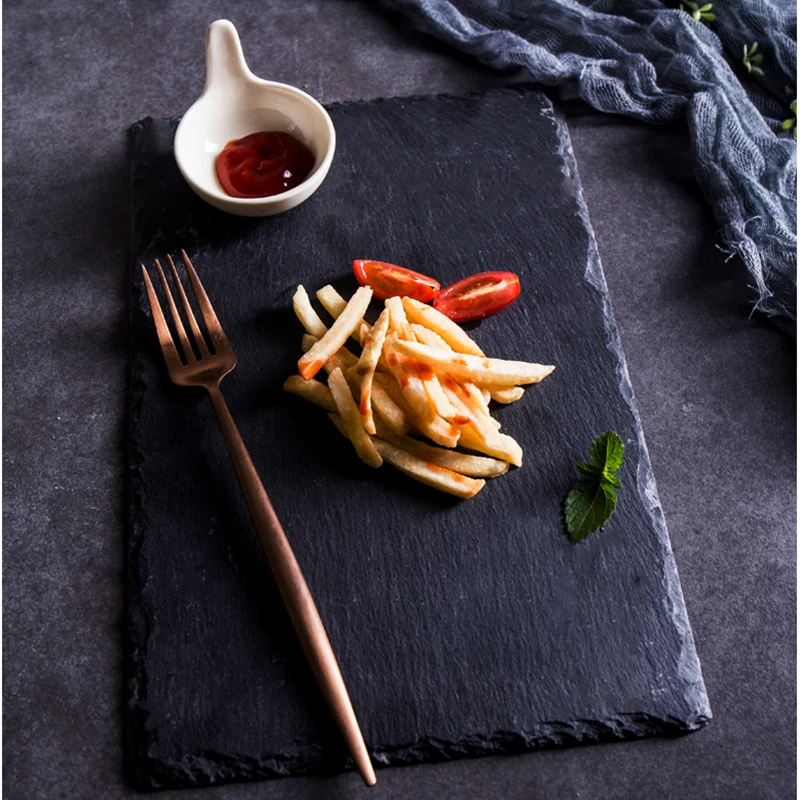 amazon best selling natural black stone sushi slate plate make in china