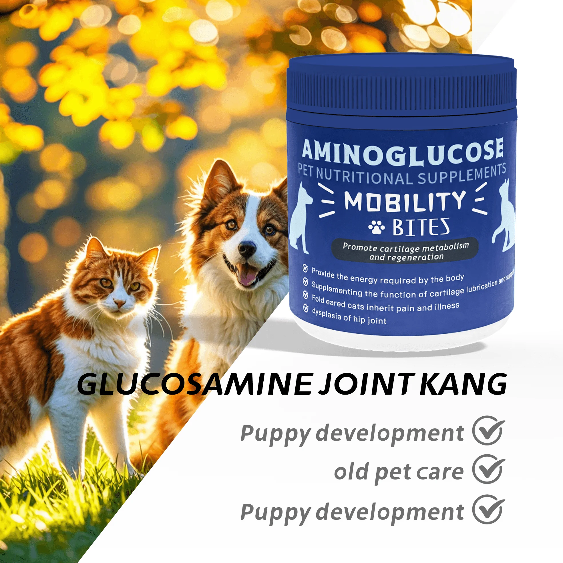 OEM/ODM Hip & Joint Nutrition Supplements with Glucosamine & Chondroitin Soft Chews for Cats & Dogs Improve articular cartilage