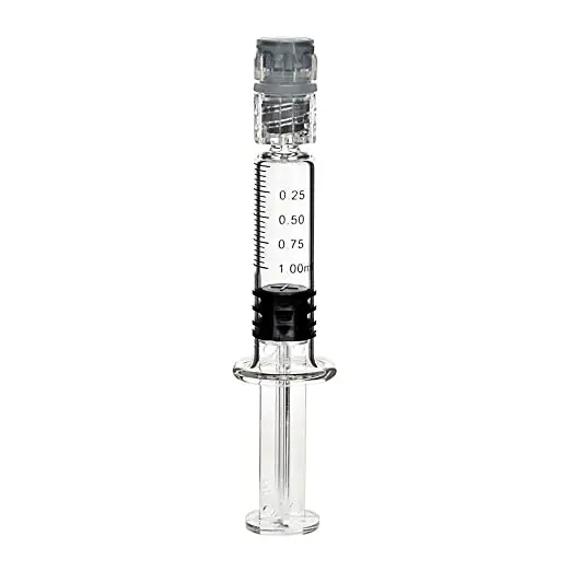 wholesale cbd/thc glass prefilled syringe with luer lock plastic plunger 1ml 2.25ml 3ml 5ml