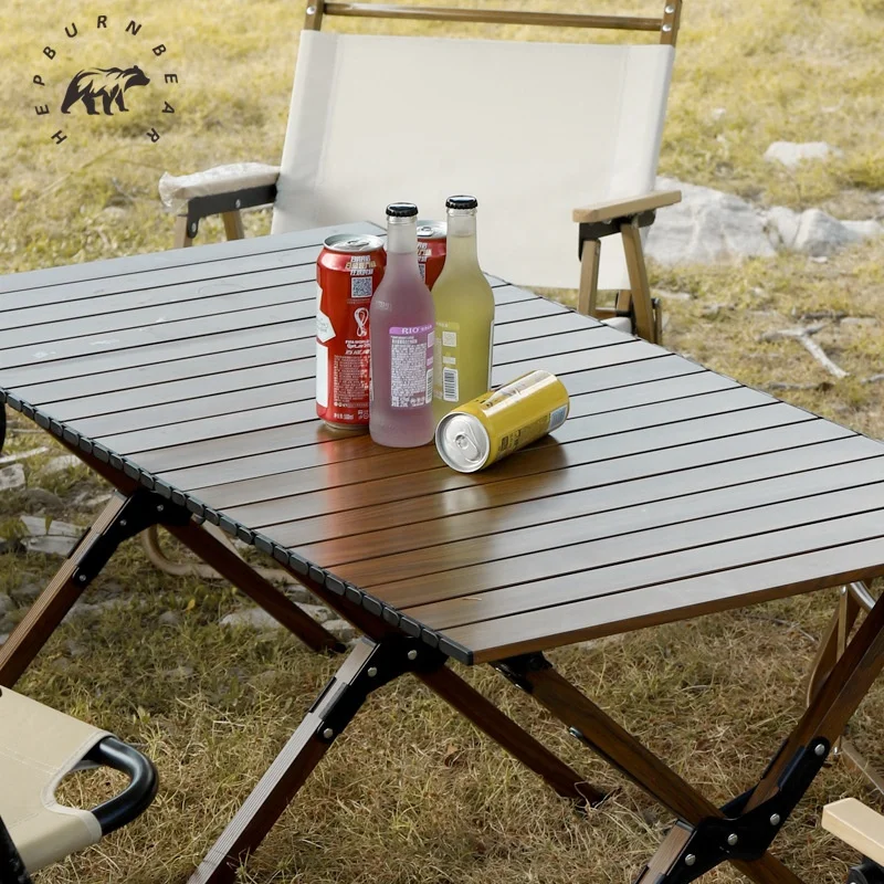 Outdoor camping portable aluminum alloy folding BBQ casual egg roll table