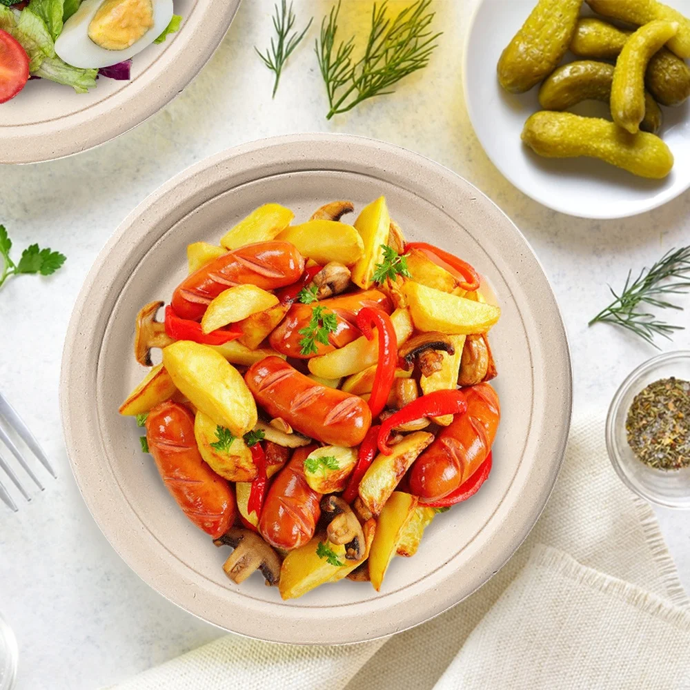 Disposable Biodegradable Odm Oill Proof Plate Dishes Tableware Natural Sugarcane Bagasse Sublimation Sauce Paper Plates Dishes