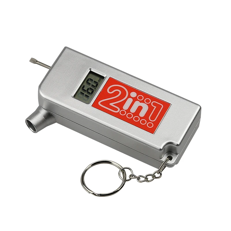 Key-chain  Mini Digital LCD display with depth gauge tire pressure gauge for Car Bike