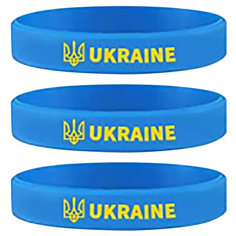 Rubber Soccer Ukraine Country National Flag Wristband Yellow Football Sport Elastic Silicone Bracelets&amp Bangles Gifts