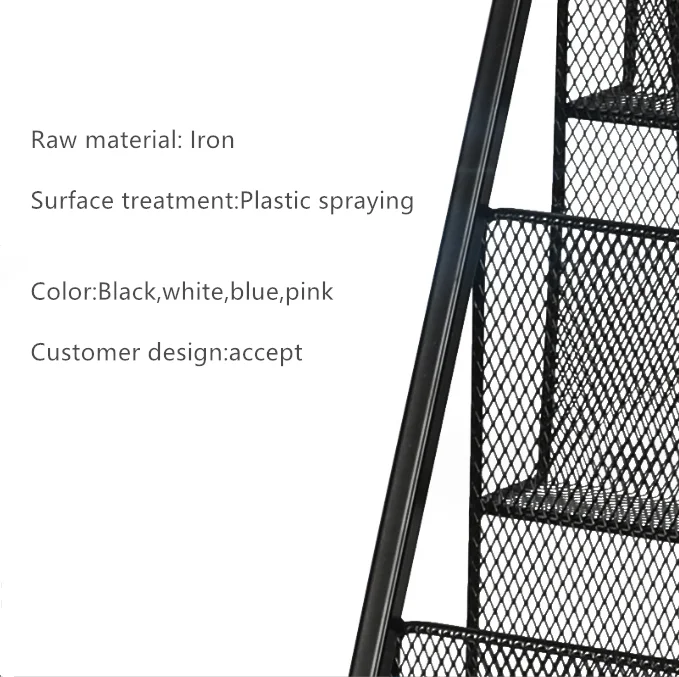 Wall Mounted Standing Steel Mesh 5 Pocket Magazine File Newspapers and Document Organizer Holder Rack