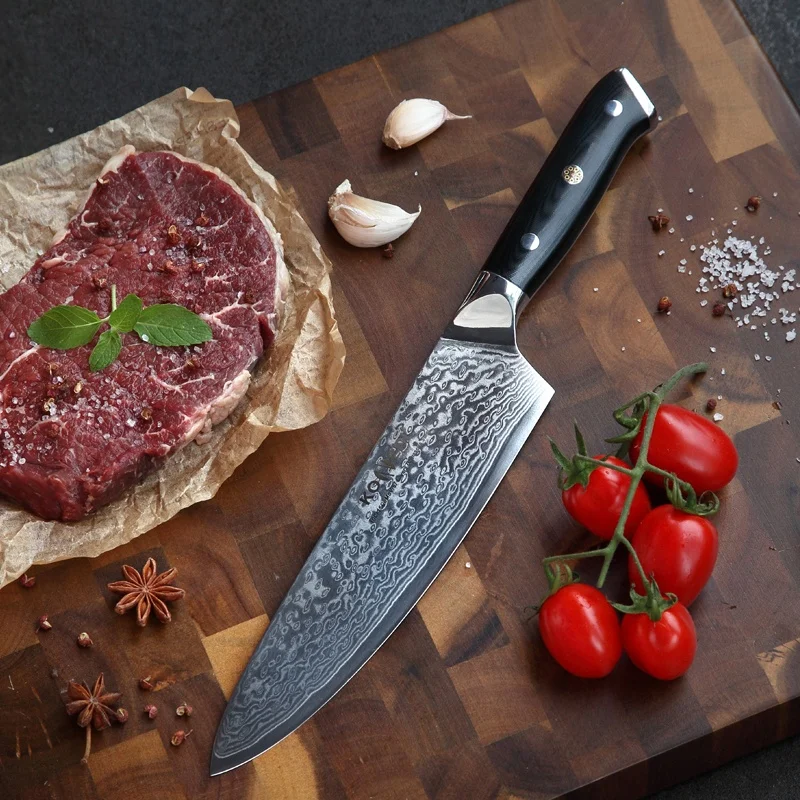 The G10 knife kitchen cooking  with black handle  chef knife