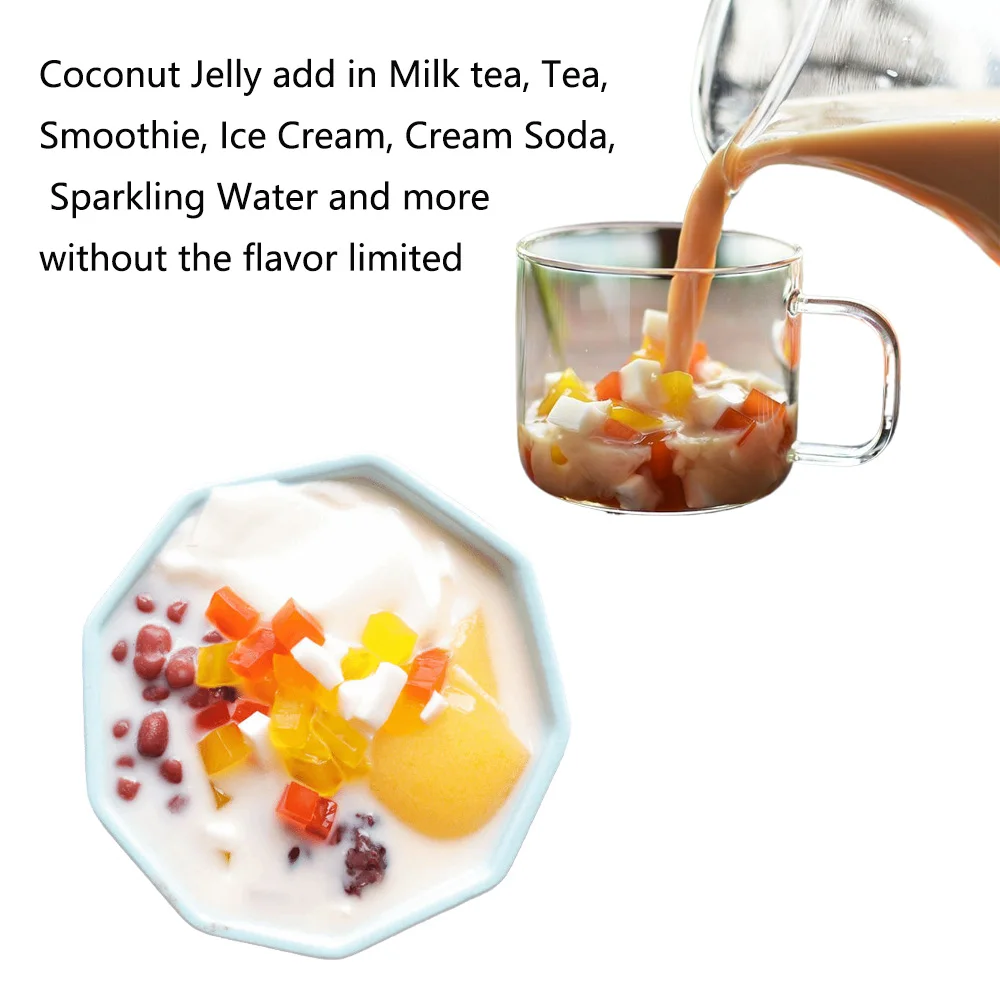 Colorful Coconut Jelly For Beverage Drink  Dessert Bubble Tea  2.5kg Bubble Tea Ingredients Coconut Jelly Milk Tea Raw Material
