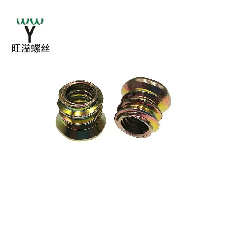 origin direct selling Copper plated Countersunk head Hex nuts Furniture wood Screw plug with internal and external tooth Nuts