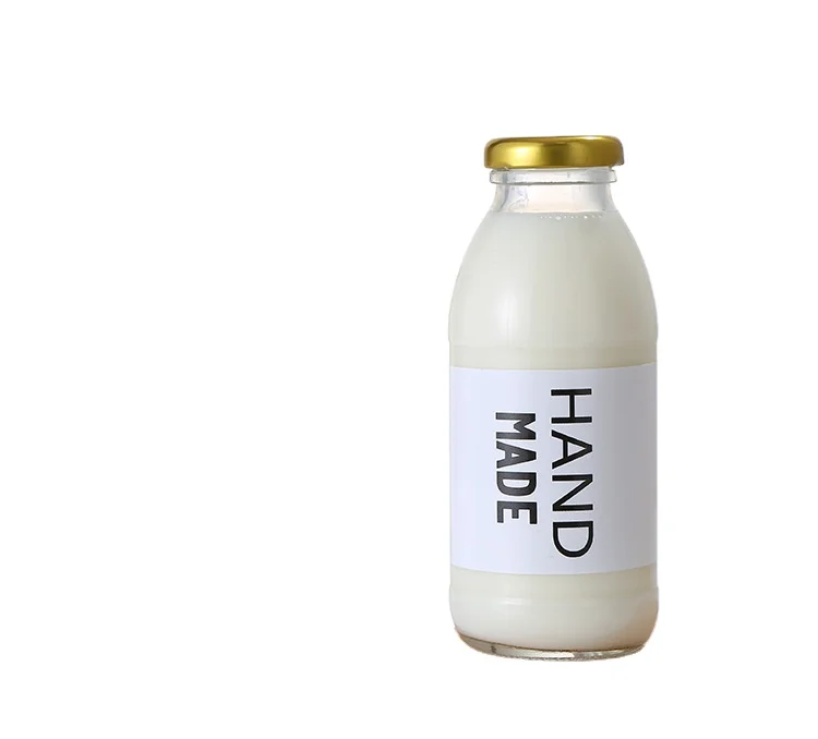 In Stock Empty Round 10oz 12oz 16oz Clear Juice Glass Beverage Bottles Drinking Glass Milk Bottle With Lid and Customized Logo