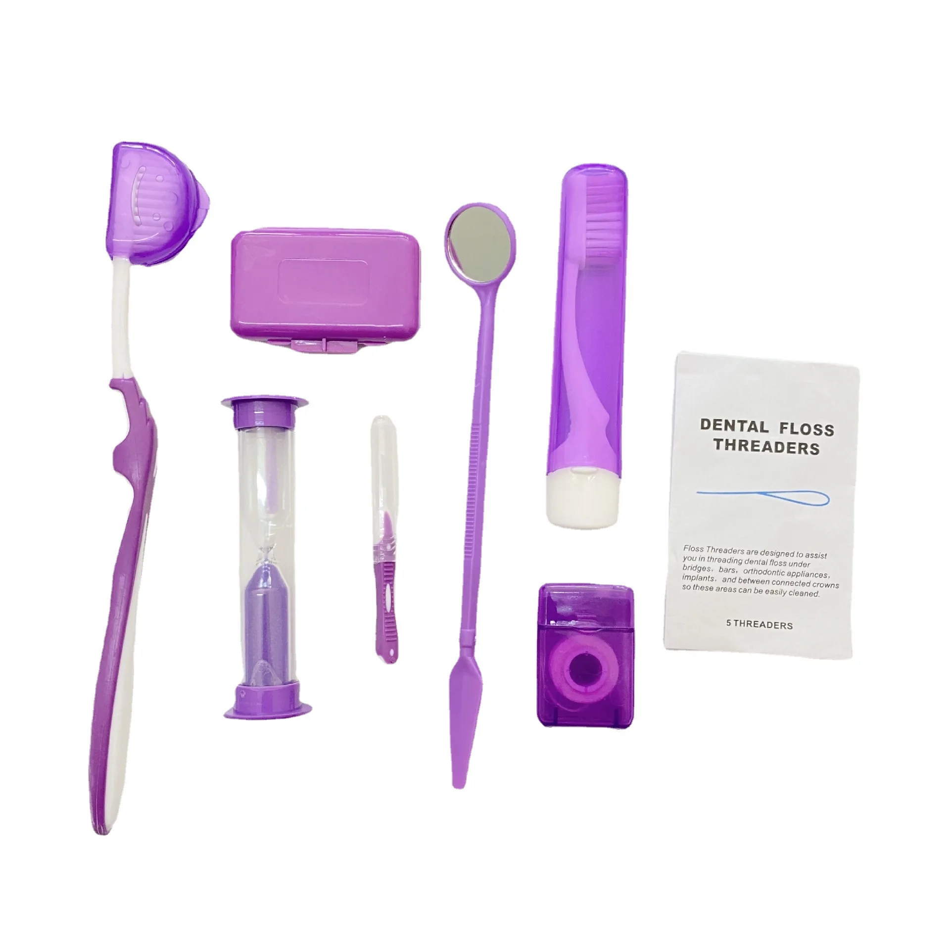 Portable 8in1 Travel Oral Hygiene Care Brush Teeth Floss Dental Orthodontic Kit for Teeth