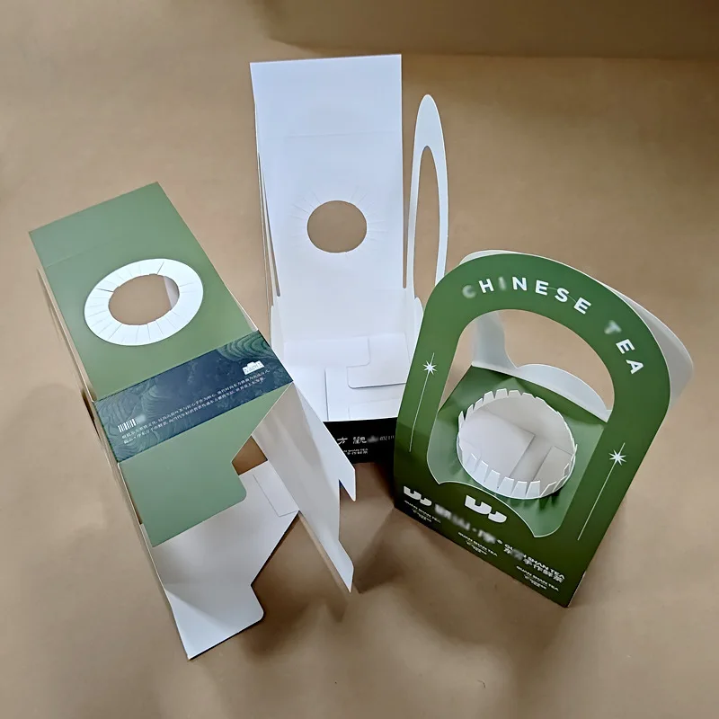 Eco-friendly Custom logo Kraft Paper Go Coffee Cup Drink Holder 2 4 6 Pack Paper Cup Holder with Handle Can Be Customized logo