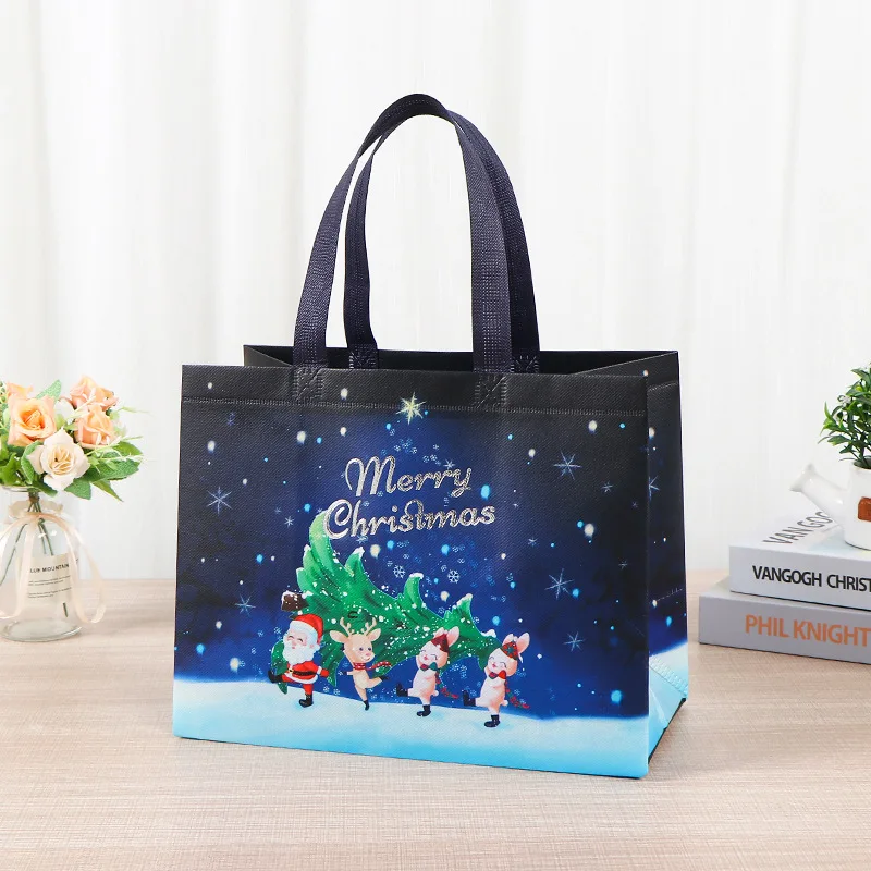 New Arrival Custom cheap reusable non woven bag Christmas gift shopping bags with your own logo