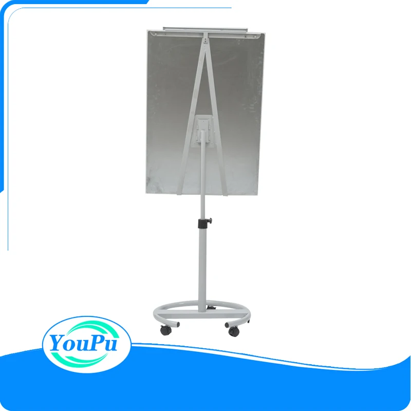 Factory Custom Mobile Flipchart With Wheels Magnetic Glass Board Round Tubular Base Of Heavy Duty Steel For School Office